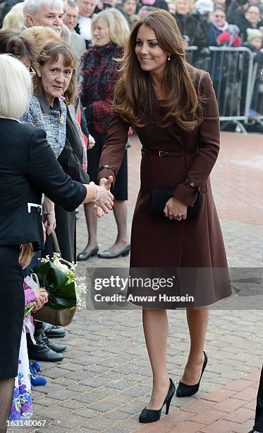 Catherine, Duchess of Cambridge meets the public as she visits the National Fishing Heritage Centre during an official visit to Grimsby on March 5,...