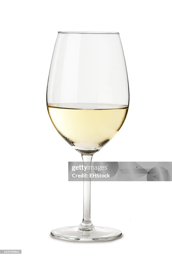 Chardonnay Wine Glass Isolated on White Background