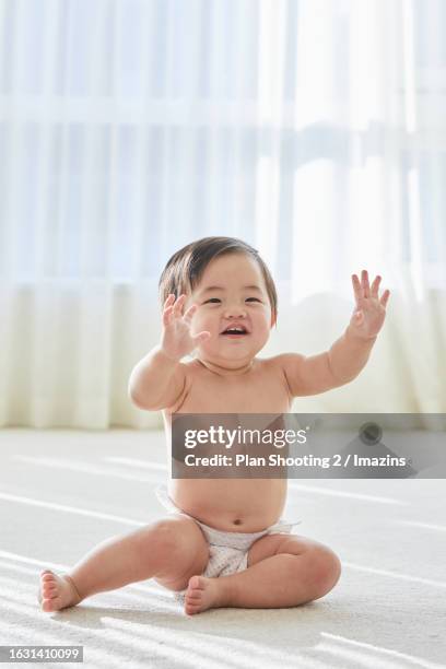 baby, child, growth, cuteness, innocence, facial expression, parenting, diaper, smile - baby　smile ストックフォトと画像