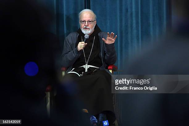 Franciscan archbischop of Boston cardinal Sean O'Malley attends a meeting with accreditated media at Vatican at the Pontifical North American College...
