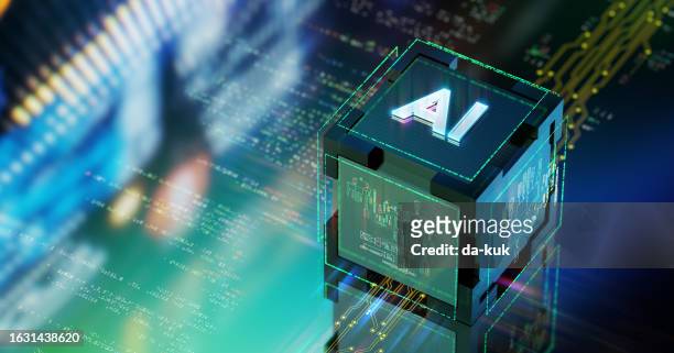 artificial intelligence unit processing big data arrays. powerful quantum ai component. the future of ai technology tech background - artificial intelligence stockfoto's en -beelden