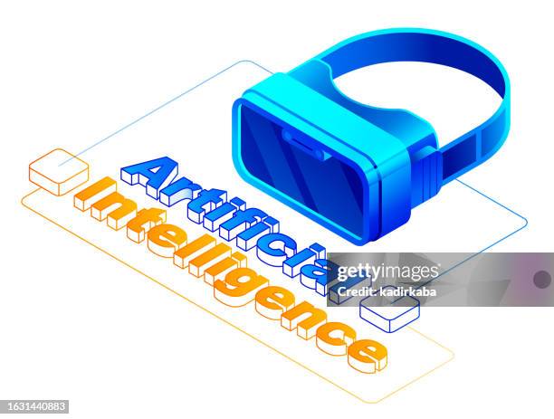 vr glasses isometric and three dimensional design, artificial intelligence, cyborg, augmented reality. - android developer stock illustrations