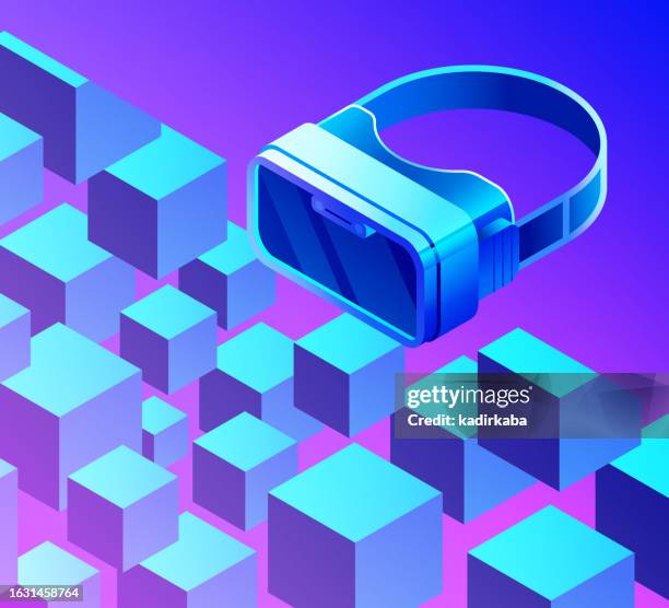 vr glasses isometric and three dimensional design, artificial intelligence, cyborg, augmented reality. - machine learning isometric stock illustrations