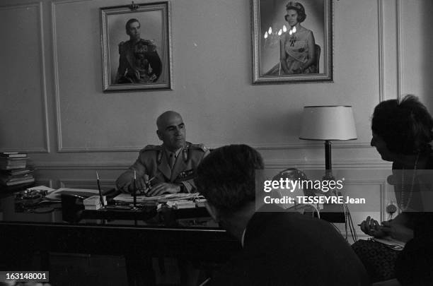 Pattakos, Greek Minister Of The Interior. En Grèce, en juin 1967, Stylianos PATTAKOS, ministre grec de l'Intérieur, dans son bureau, à Athènes, vêtu...