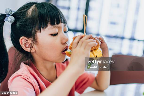 an asian girl is preparing to eat hamburgers - girl making sandwich stock pictures, royalty-free photos & images