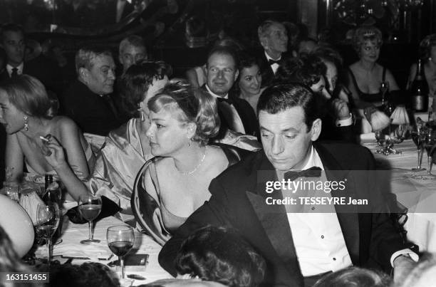 Evening At Maxim'S In 1958. Paris - 28 novembre 1958 - Lors d'une soirée organisée au restaurant MAXIM'S en présence de plusieurs célébrités, Yves...