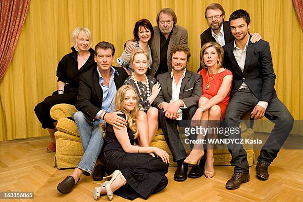 Promotion Of Movie 'Mamma Mia!'. L'équipe du film 'Mamma Mia !' photographié en exclusivité pour Paris Match à Stockholm, la ville d'Abba : au 1er...