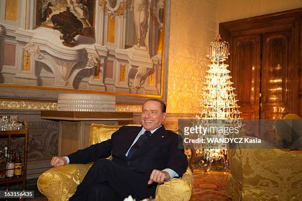 Rendezvous With Silvio Berlusconi In Rome. Rome, 7 décembre 2011 : Silvio BERLUSCONI, 75 ans, reçoit 'Paris Match' chez lui au palais Grazioli un...