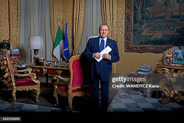 Rendezvous With Silvio Berlusconi In Rome. Rome, 7 décembre 2011 : Silvio BERLUSCONI, 75 ans, reçoit 'Paris Match' chez lui au palais Grazioli un...