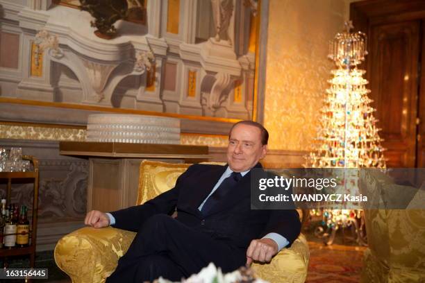 Rendezvous With Silvio Berlusconi In Rome. Rome, 7 décembre 2011 : Silvio BERLUSCONI, 75 ans, reçoit 'Paris Match' chez lui au palais Grazioli un...