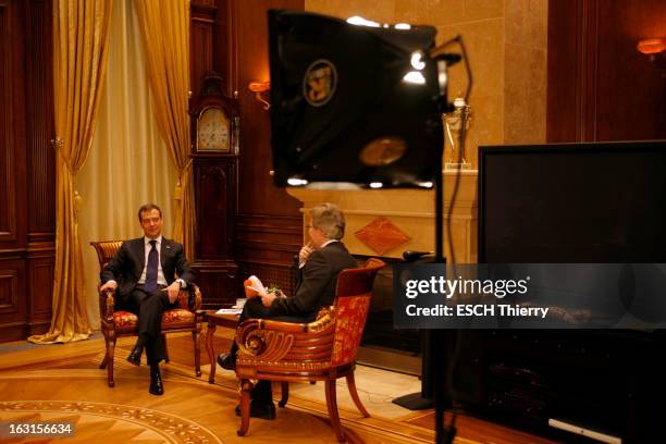 Rendezvous With Russia President Dmitry Medvedev. A la veille de son voyage à Paris, Dmitri MEDVEDEV reçoit Paris Match dans la résidence...