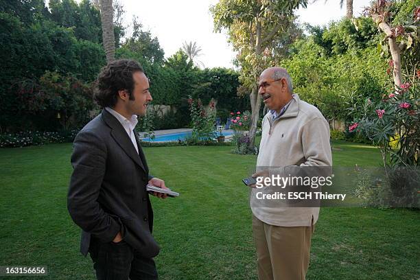 Rendezvous With Mohamed Elbaradei. Le prix Nobel de la paix 2005, Mohamed EL BARADEI dans le jardin de sa maison du Caire. Interviewé par le...