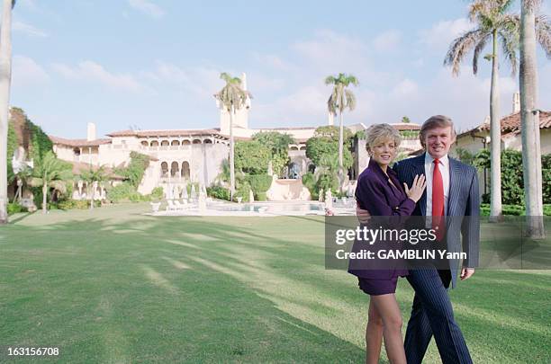 Rendezvous With Donald Trump And Her Companion Marla Maples In The Luxurious Residence Of Mar-A-Lago. Palm Beach - 18 novembre 1993 - Portrait en...