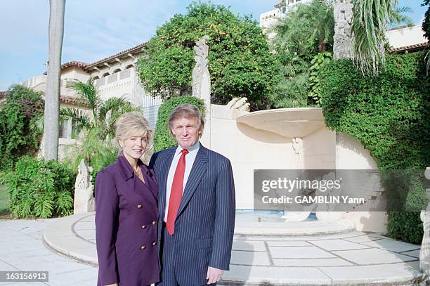 Rendezvous With Donald Trump And Her Companion Marla Maples In The Luxurious Residence Of Mar-A-Lago. Palm Beach - 18 novembre 1993 - Portrait en...