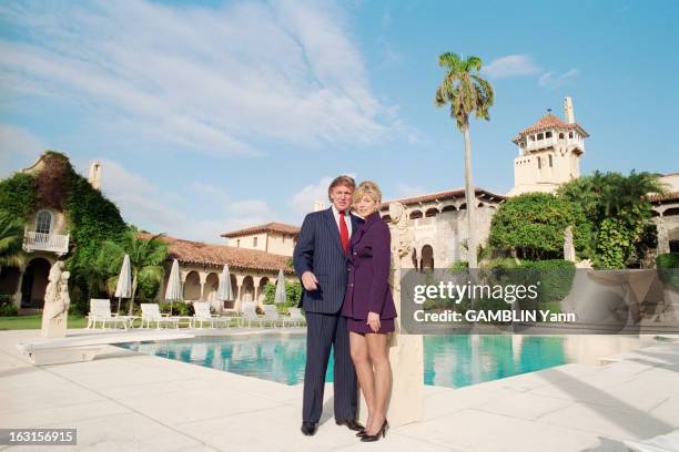 Rendezvous With Donald Trump And Her Companion Marla Maples In The Luxurious Residence Of Mar-A-Lago. Palm Beach - 18 novembre 1993 - Portrait en...