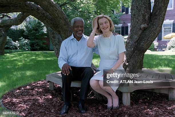 Rendezvous With Kofi Annan And His Wife Nane In Their Mansion In New York. Aux Etats-Unis, à New York, en mai 1998. Rendez-vous avec le secrétaire...