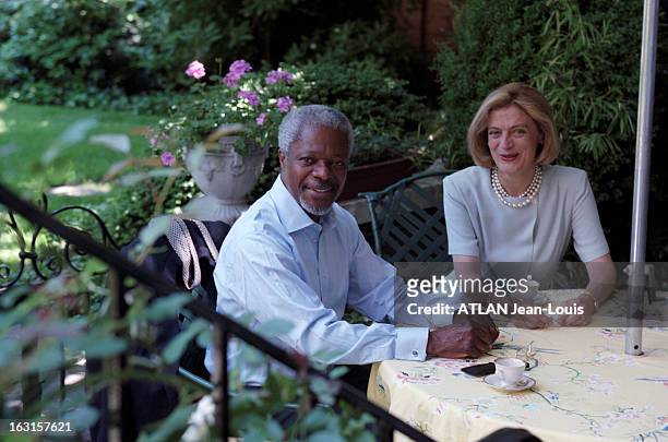 Rendezvous With Kofi Annan And His Wife Nane In Their Mansion In New York. Aux Etats-Unis, à New York, en mai 1998. Rendez-vous avec le secrétaire...