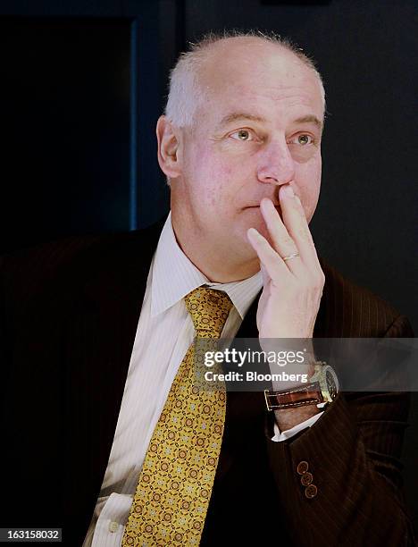 Gerald Panneton, chief executive officer of Detour Gold Corp., listens during an interview in Toronto, Ontario, Canada, on Tuesday, March 5, 2013....
