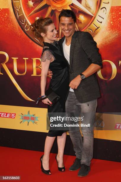 Josefine Preuss and Kostja Ullmann attend the Rubinrot Premiere on March 5, 2013 in Munich, Germany.