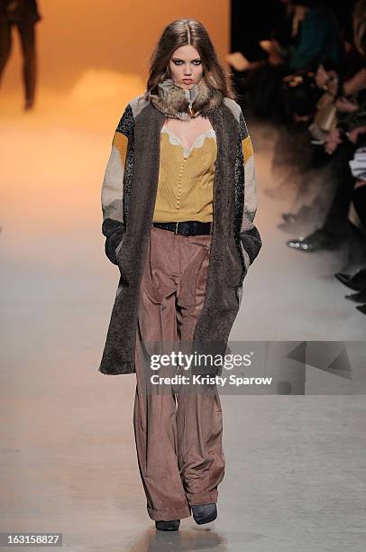 Lindsey Wixson walks the runway during the Paul & Joe Fall/Winter 2013/14 Ready-to-Wear show as part of Paris Fashion Week on March 5, 2013 in Paris,...