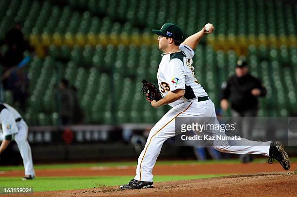 Ryan Searle of Team Australia pitches during Pool B, Game 4 between Team Korea and Team Australia during the first round of the 2013 World Baseball...