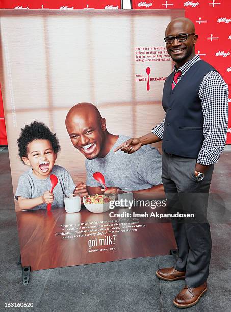 Actor Taye Diggs attends the unveiling of the new Milk Mustache 'got milk' ad campaign as part of Kellogg's Share Breakfast program at Hollywood &...