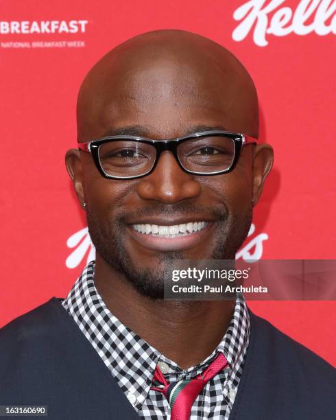 Actor Taye Diggs unveils his first ever Got Milk mustache ad at Hollywood & Highland Courtyard on March 5, 2013 in Hollywood, California.