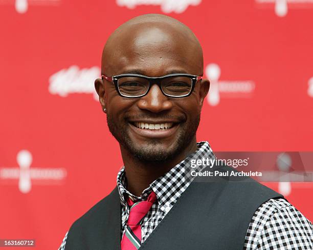 Actor Taye Diggs unveils his first ever Got Milk mustache ad at Hollywood & Highland Courtyard on March 5, 2013 in Hollywood, California.