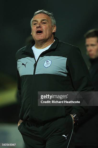 Dave Jones the Sheffield Wednesday manager looks on during the npower Championship match between Watford and Sheffield Wednesday at Vicarage Road on...