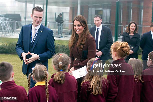 Catherine, Duchess of Cambridge visits The Havelock Academy during her official visit to Grimsby on March 5, 2013 in Grimsby, England.