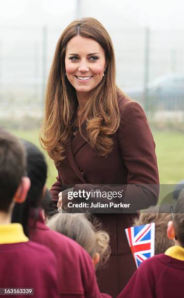 Catherine, Duchess of Cambridge visits The Havelock Academy during her official visit to Grimsby on March 5, 2013 in Grimsby, England. S)