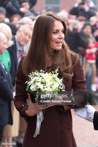 Catherine, Duchess of Cambridge visits The National Fishing Heritage Centre during her official visit to Grimsby on March 5, 2013 in Grimsby, England.