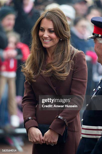 Catherine, Duchess of Cambridge visits the National Fishing Heritage Centre during an official visit to Grimsby on March 5, 2013 in Grimsby, England.