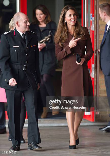 Catherine, Duchess of Cambridge visits Humberside Fire and Rescue during an official visit to Grimsby on March 5, 2013 in Grimsby, England.