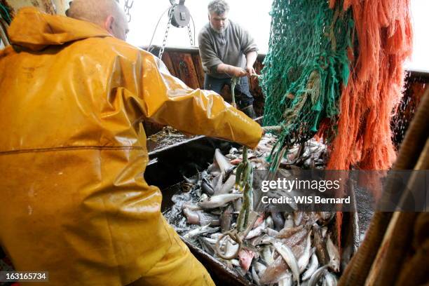 With The Fishermen Of Guilvinec. Après la tragédie du chalutier 'La P'tite Julie' où six marins pêcheurs ont trouvé la mort, deux reporters de Match...