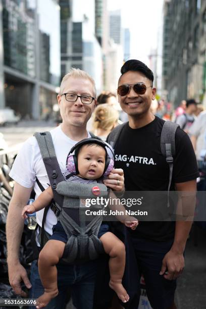 Anthony Rapp and Ken Ithiphol join SAG-AFTRA members as they maintain picket lines in front of HBO/Amazon during the National Union Solidarity Day on...