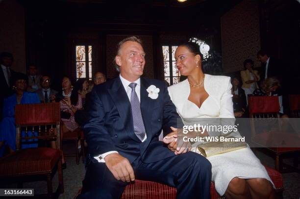 The Marriage Of Baron Empain With Jacqueline Ragonaux In Monaco. Monaco, 24 septembre 1990 --- Le baron Edouard-Jean EMPAIN a épousé sa compagne...