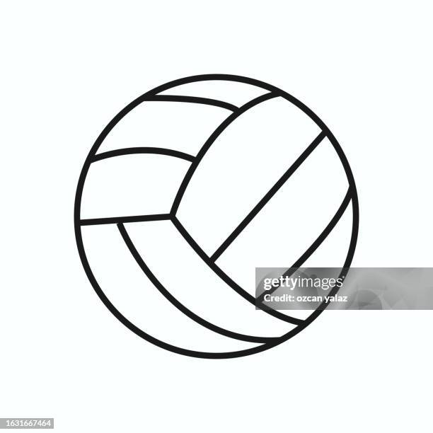 stockillustraties, clipart, cartoons en iconen met volleyball ball thin line icon. linear vector illustration. isolated on white background.sports branch girls and boys on the beach, professionally performed sport ball. - volleybal teamsport