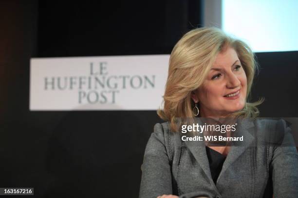 Anne Sinclair Is Appointed Editorial Director Of The French Version Of Huffington Post. Paris, 23 janvier 2012, lundi matin : portrait souriant...
