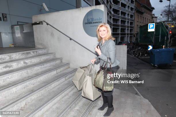 Anne Sinclair Is Appointed Editorial Director Of The French Version Of Huffington Post. Paris, 23 janvier 2012, lundi matin : arrivée d'Arianna...