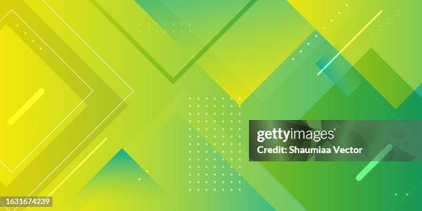 moderngreen and yellow gradient geometric shape square design on abstract background - green geometric pattern stock illustrations