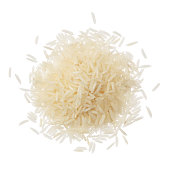 Basmati rice pile isolated on white background