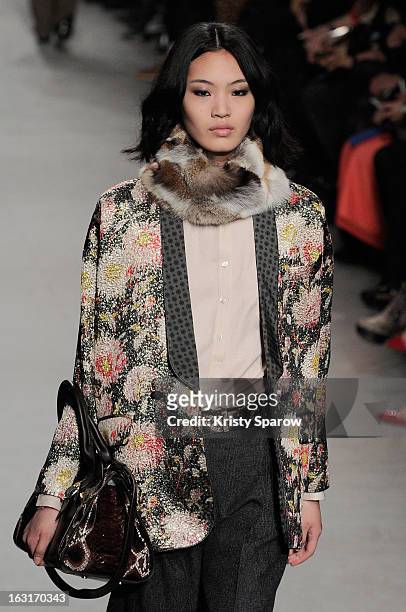 Model walks the runway during the Paul & Joe Fall/Winter 2013/14 Ready-to-Wear show as part of Paris Fashion Week on March 5, 2013 in Paris, France.