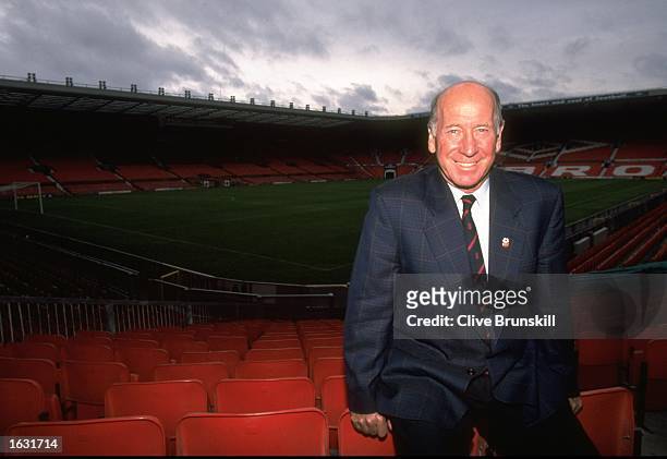 Portrait of ex Manchester United footballer Sir Bobby Charlton at Old Trafford in Manchester, England. \ Mandatory Credit: Clive Brunskill/Allsport