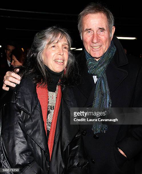 Jim Dale and wife Julia Schafler attend "Talley's Folly" Opening Night at Laura Pels Theatre at the Harold & Miriam Steinberg Center for on March 5,...