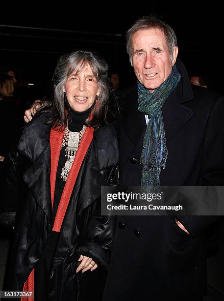 Jim Dale and wife Julia Schafler attend "Talley's Folly" Opening Night at Laura Pels Theatre at the Harold & Miriam Steinberg Center for on March 5,...