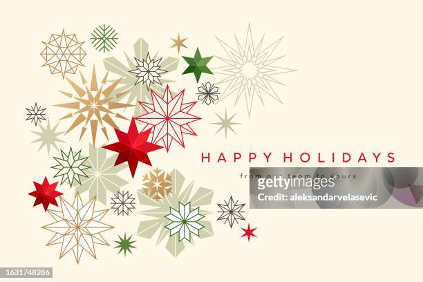 holiday background with stylized snowflakes and stars - holiday stock illustrations