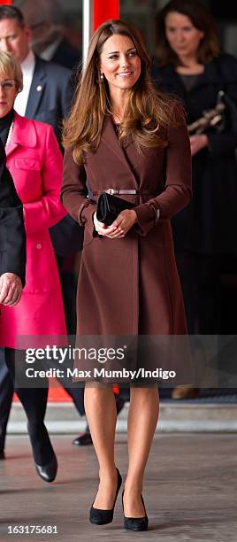Catherine, Duchess of Cambridge visits Peaks Lane Fire Station whilst carrying out a day of engagements on March 5, 2013 in Grimsby, England.