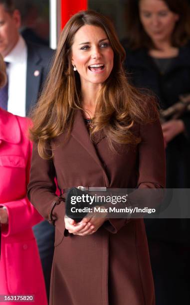 Catherine, Duchess of Cambridge visits Peaks Lane Fire Station whilst carrying out a day of engagements on March 5, 2013 in Grimsby, England.