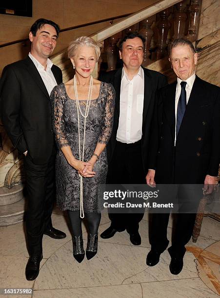 Cast members Nathaniel Parker, Dame Helen Mirren, Richard McCabe and Edward Fox attend an after party following the press night performance of 'The...